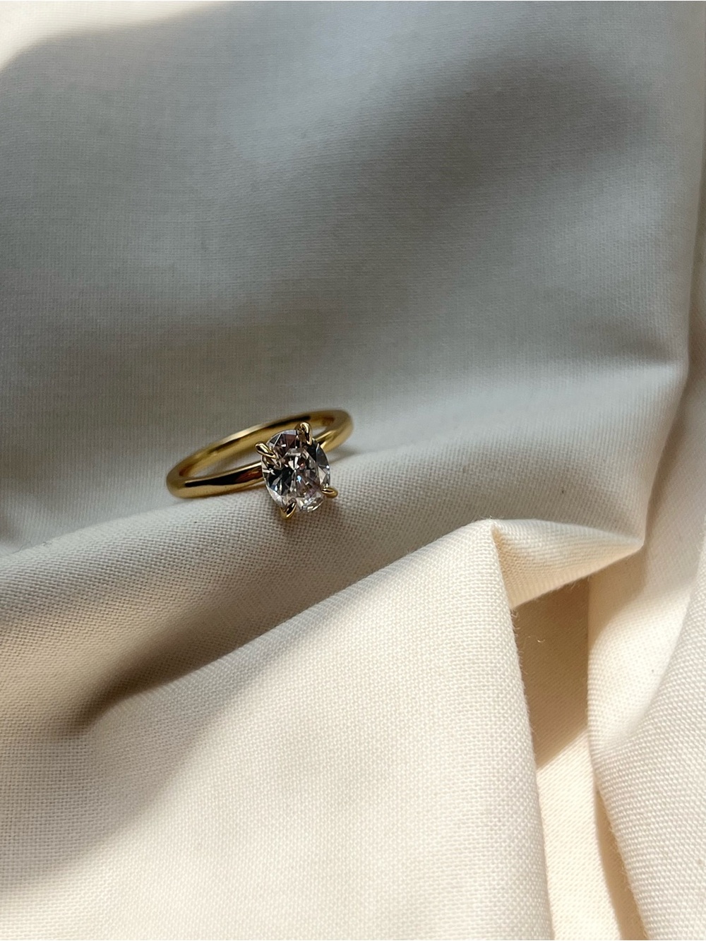 Gold plated oval diamond Ring